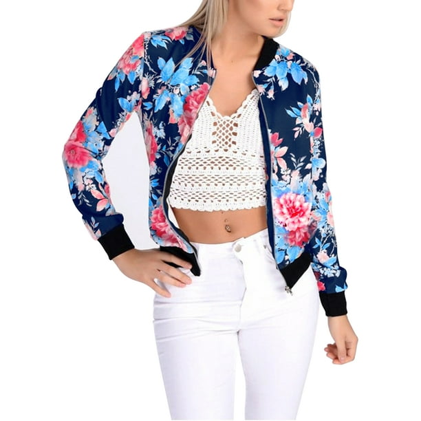 Jacket,Womens Bird Printed Bomber Coat Slim Short Baseball Cardigan Jacket,Womens Bird Printed Bomber Coat Slim Short Baseball Cardigan
